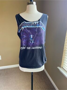 Metallica Ride the Lightning Graphic Tank Top - Small/Medium Band Tee, Grunge